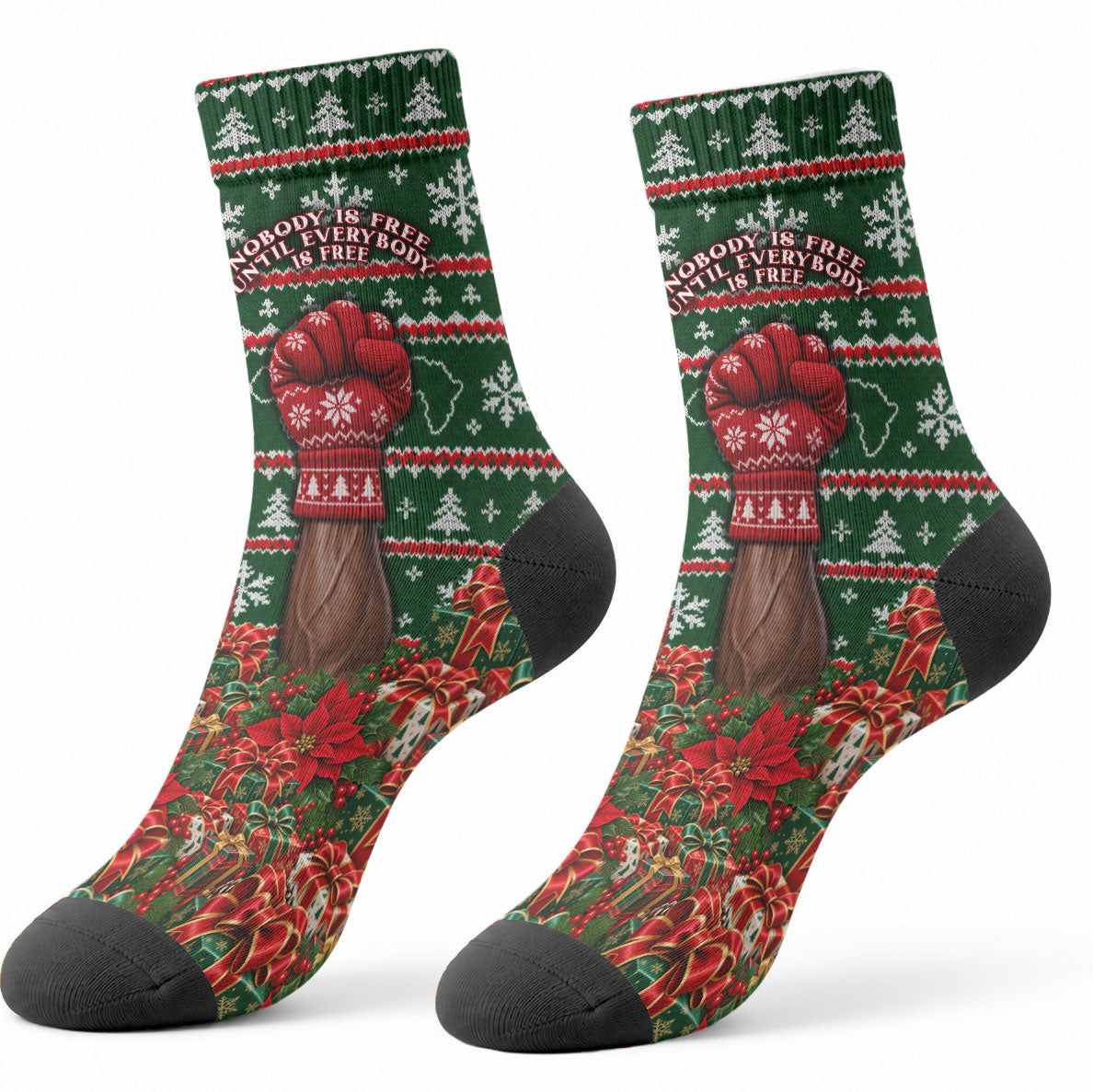 Fannie Lou Hamer Christmas Crew Socks Retro Ugly Christmas Pattern Civil Rights Activist Pan African