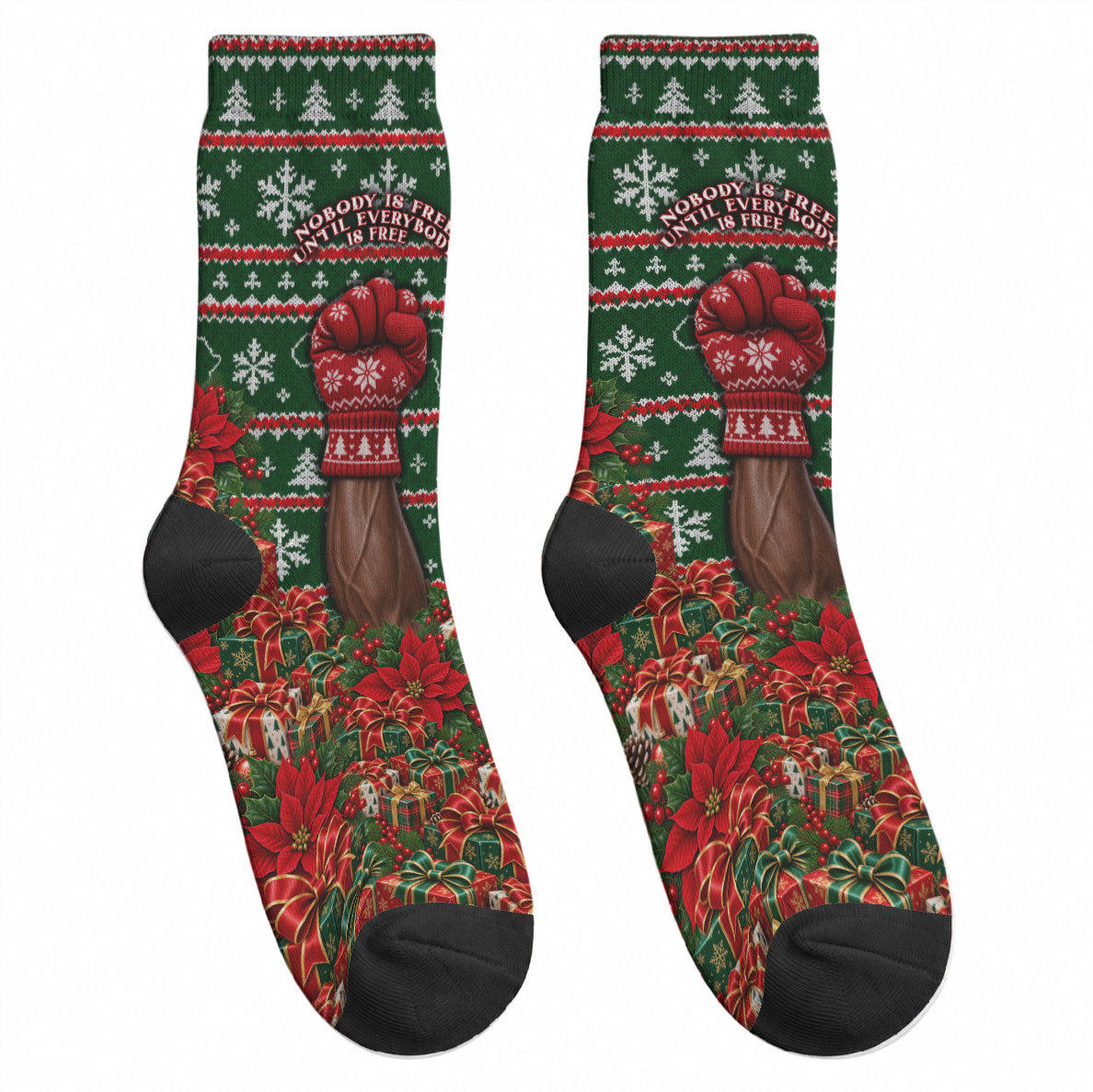 Fannie Lou Hamer Christmas Crew Socks Retro Ugly Christmas Pattern Civil Rights Activist Pan African