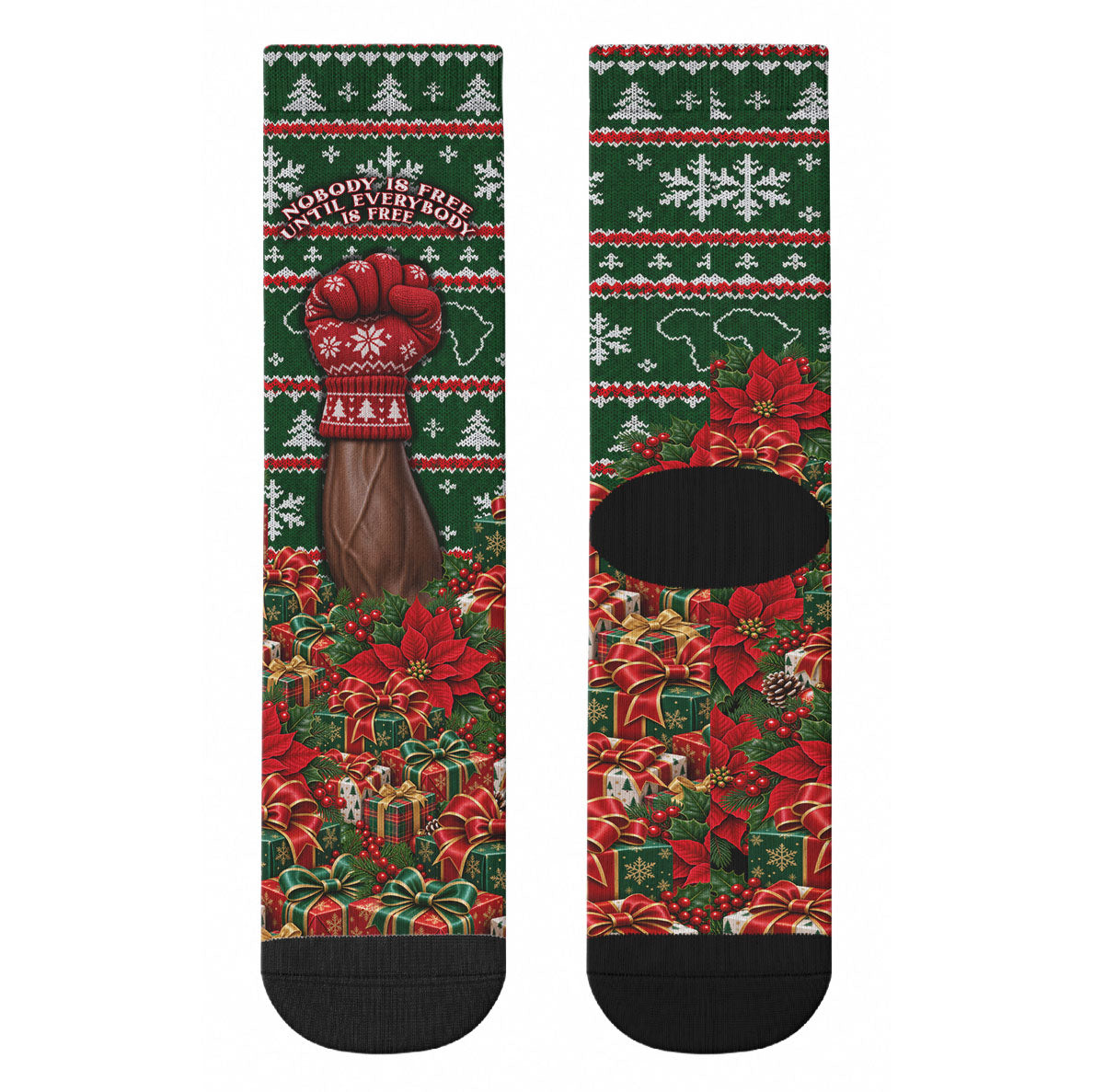 Fannie Lou Hamer Christmas Crew Socks Retro Ugly Christmas Pattern Civil Rights Activist Pan African