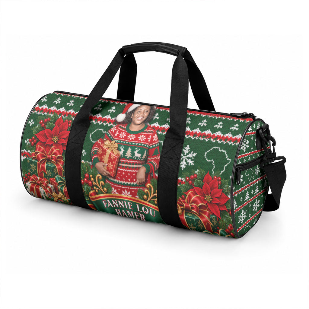 Fannie Lou Hamer Christmas Duffle Bag Retro Ugly Christmas Pattern Civil Rights Activist Pan African