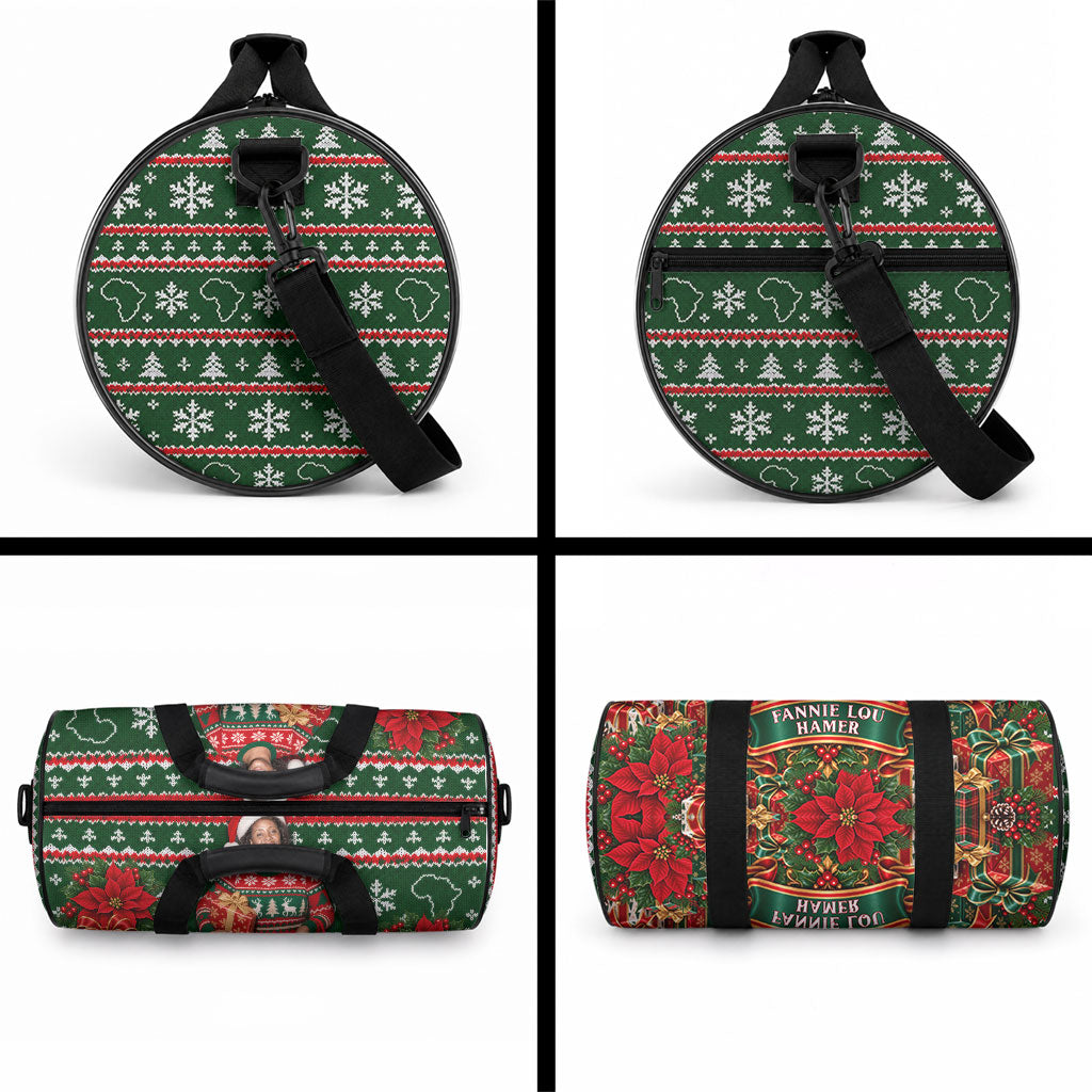 Fannie Lou Hamer Christmas Duffle Bag Retro Ugly Christmas Pattern Civil Rights Activist Pan African