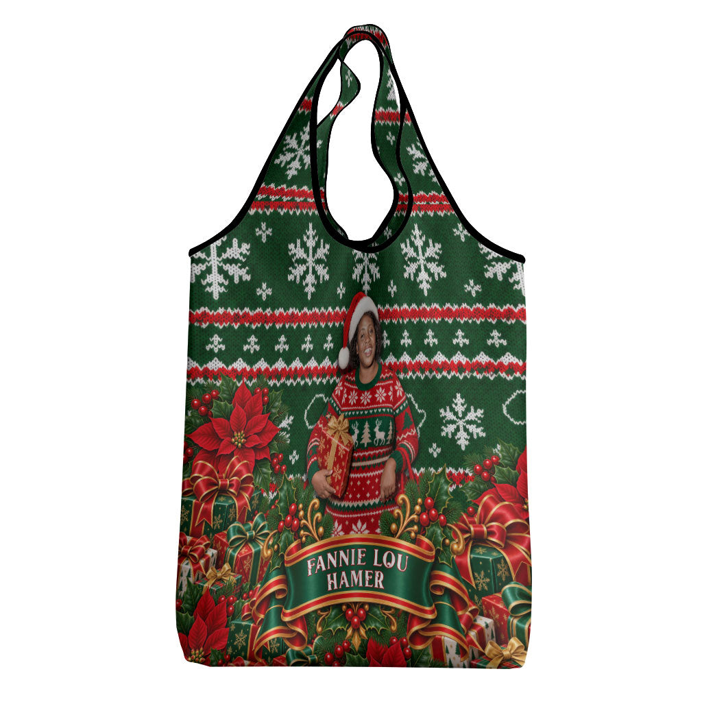 Fannie Lou Hamer Christmas Grocery Bag Retro Ugly Christmas Pattern Civil Rights Activist Pan African