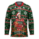 Fannie Lou Hamer Christmas Hockey Jersey Retro Ugly Christmas Pattern Civil Rights Activist Pan African