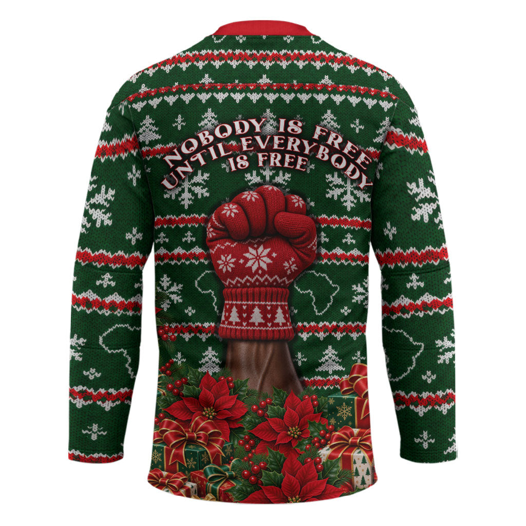 Fannie Lou Hamer Christmas Hockey Jersey Retro Ugly Christmas Pattern Civil Rights Activist Pan African