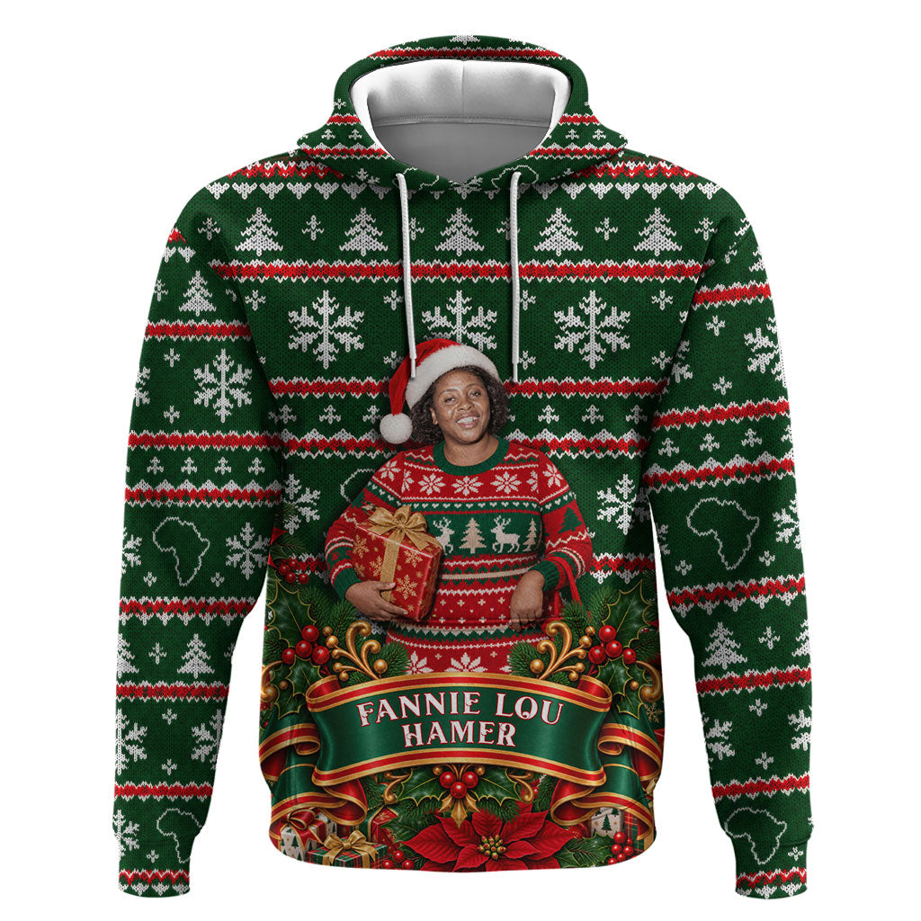 Fannie Lou Hamer Christmas Hoodie Retro Ugly Christmas Pattern Civil Rights Activist Pan African