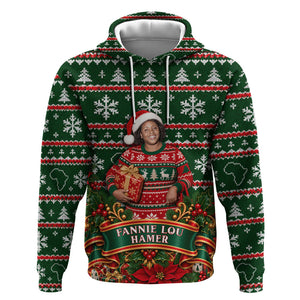 Fannie Lou Hamer Christmas Hoodie Retro Ugly Christmas Pattern Civil Rights Activist Pan African