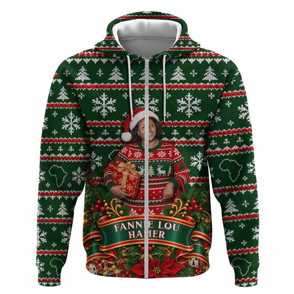 Fannie Lou Hamer Christmas Hoodie Retro Ugly Christmas Pattern Civil Rights Activist Pan African