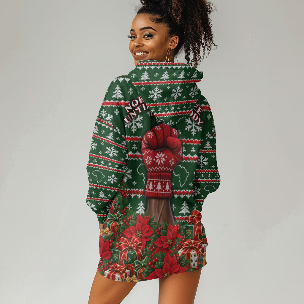 Fannie Lou Hamer Christmas Hoodie Dress Retro Ugly Christmas Pattern Civil Rights Activist Pan African