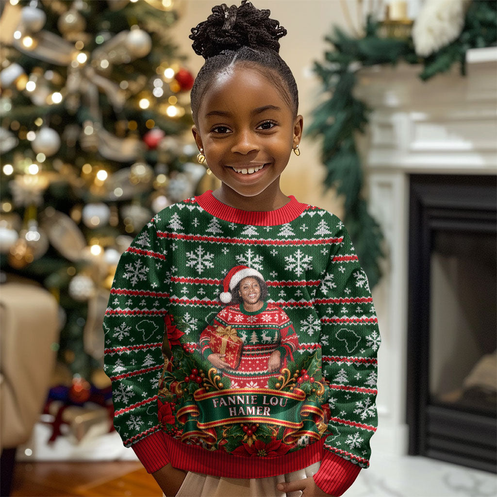 Fannie Lou Hamer Christmas Kid Ugly Christmas Sweater Retro Ugly Christmas Pattern Civil Rights Activist Pan African
