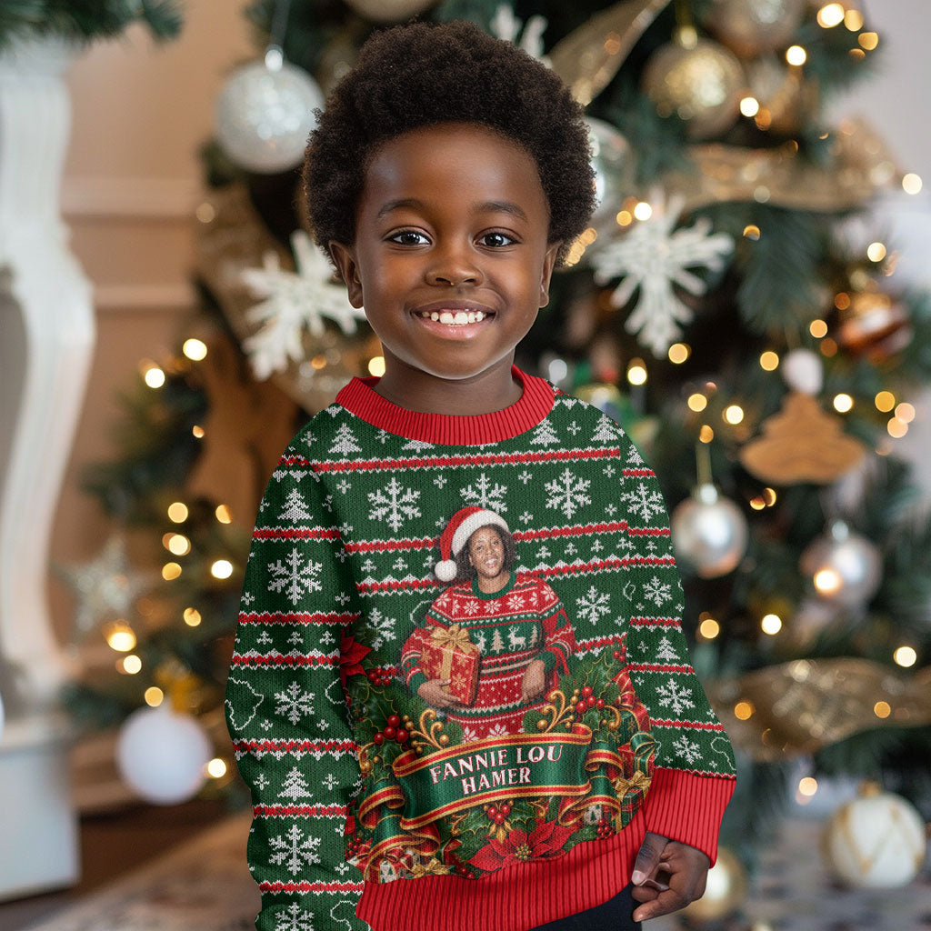 Fannie Lou Hamer Christmas Kid Ugly Christmas Sweater Retro Ugly Christmas Pattern Civil Rights Activist Pan African