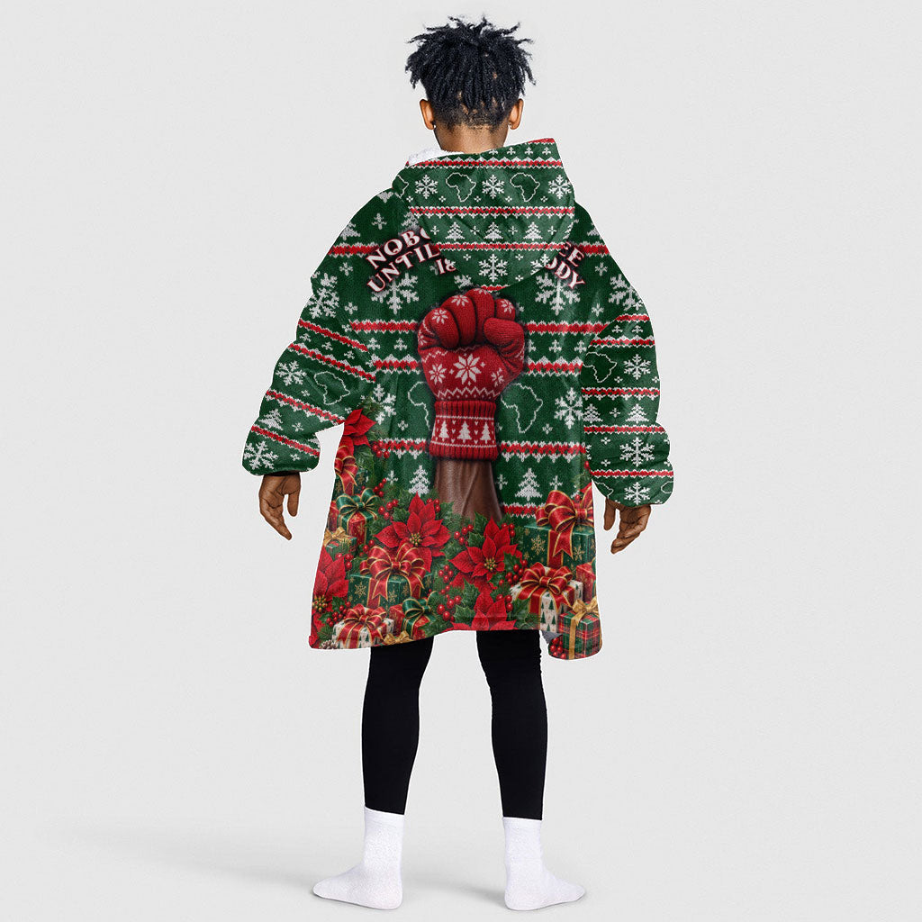 Fannie Lou Hamer Christmas Kid Wearable Blanket Hoodie Retro Ugly Christmas Pattern Civil Rights Activist Pan African