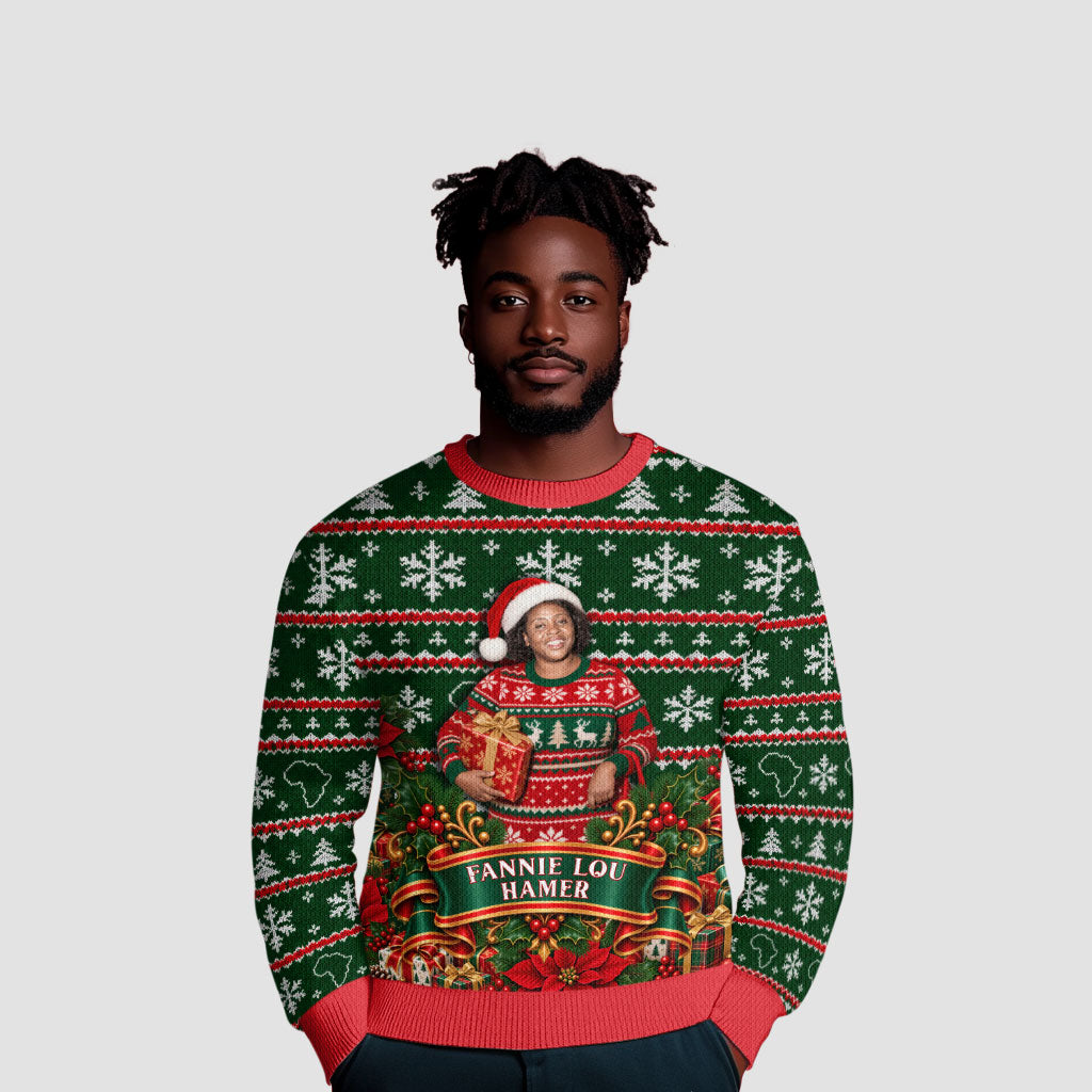 Fannie Lou Hamer Christmas Ugly Christmas Sweater Retro Ugly Christmas Pattern Civil Rights Activist Pan African