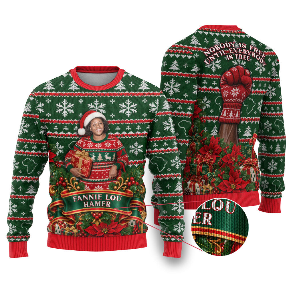 Fannie Lou Hamer Christmas Ugly Christmas Sweater Retro Ugly Christmas Pattern Civil Rights Activist Pan African