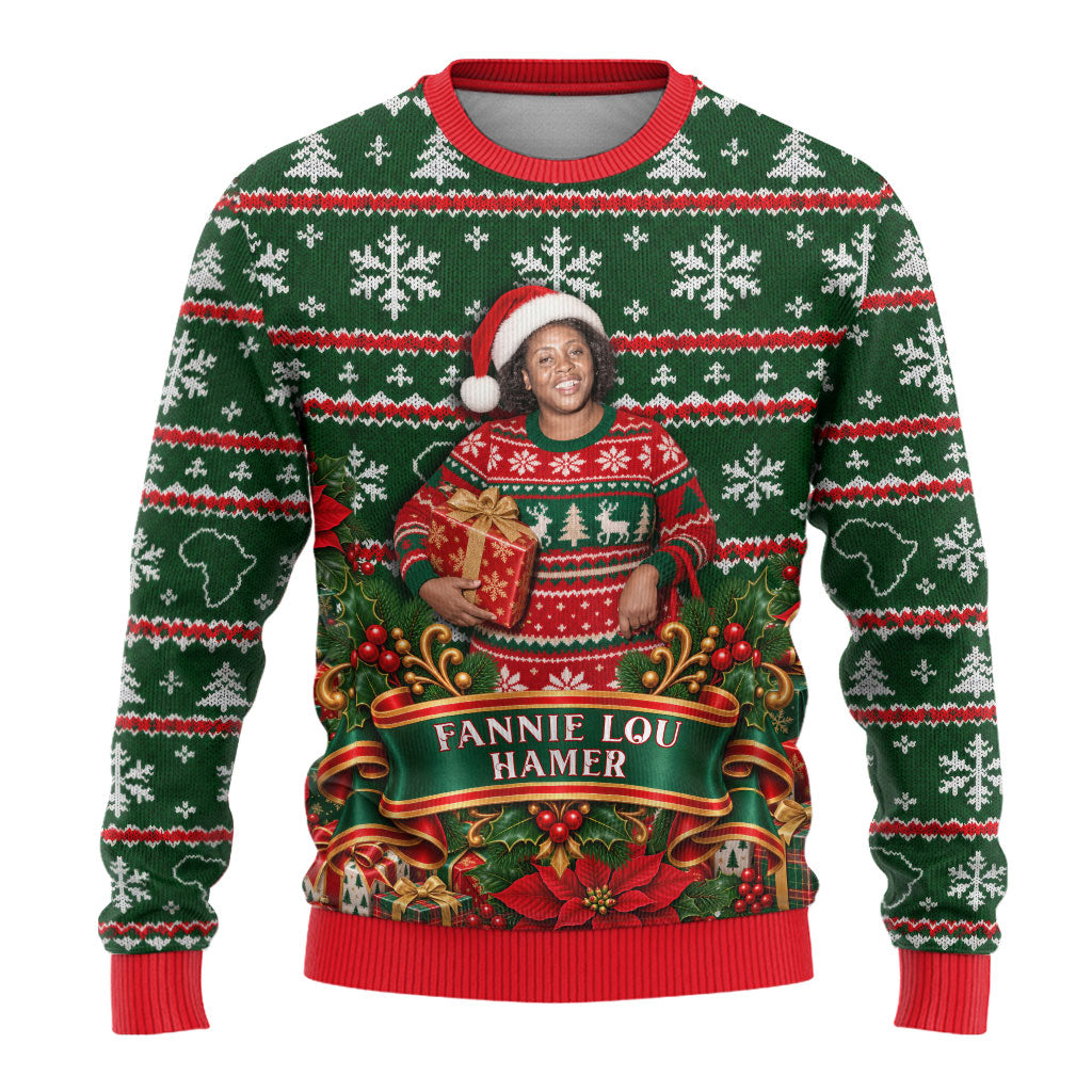 Fannie Lou Hamer Christmas Ugly Christmas Sweater Retro Ugly Christmas Pattern Civil Rights Activist Pan African