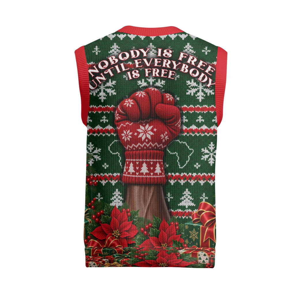 Fannie Lou Hamer Christmas Knitted V-Neck Vest Retro Ugly Christmas Pattern Civil Rights Activist Pan African