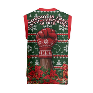 Fannie Lou Hamer Christmas Knitted V-Neck Vest Retro Ugly Christmas Pattern Civil Rights Activist Pan African
