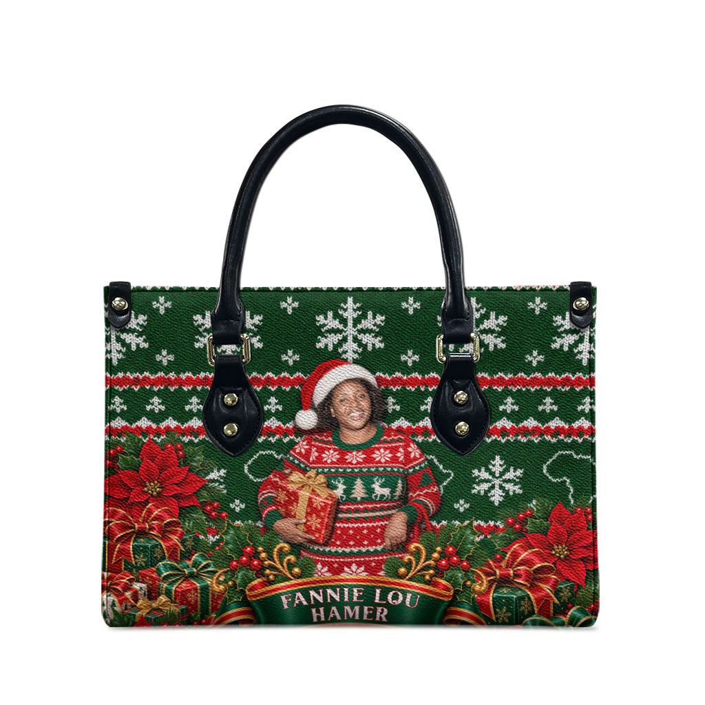Fannie Lou Hamer Christmas Leather Bag Retro Ugly Christmas Pattern Civil Rights Activist Pan African