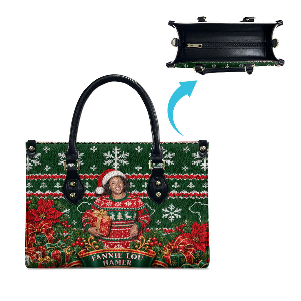 Fannie Lou Hamer Christmas Leather Bag Retro Ugly Christmas Pattern Civil Rights Activist Pan African