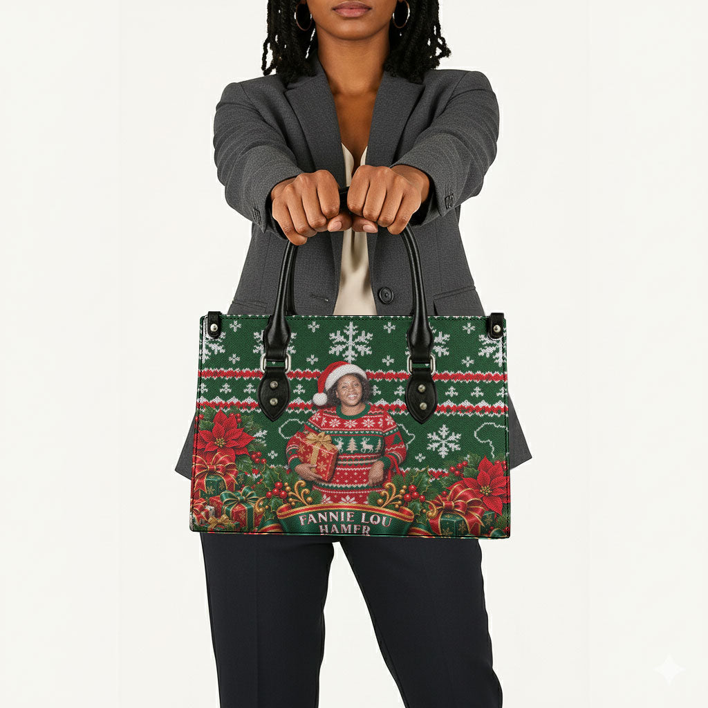 Fannie Lou Hamer Christmas Leather Bag Retro Ugly Christmas Pattern Civil Rights Activist Pan African