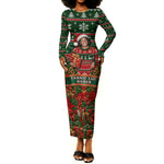 Fannie Lou Hamer Christmas Long Sleeve Bodycon Dress Retro Ugly Christmas Pattern Civil Rights Activist Pan African