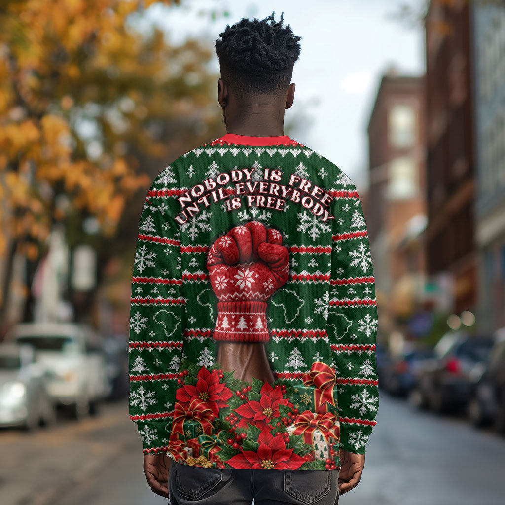 Fannie Lou Hamer Christmas Long Sleeve Shirt Retro Ugly Christmas Pattern Civil Rights Activist Pan African