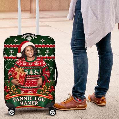Fannie Lou Hamer Christmas Luggage Cover Retro Ugly Christmas Pattern Civil Rights Activist Pan African