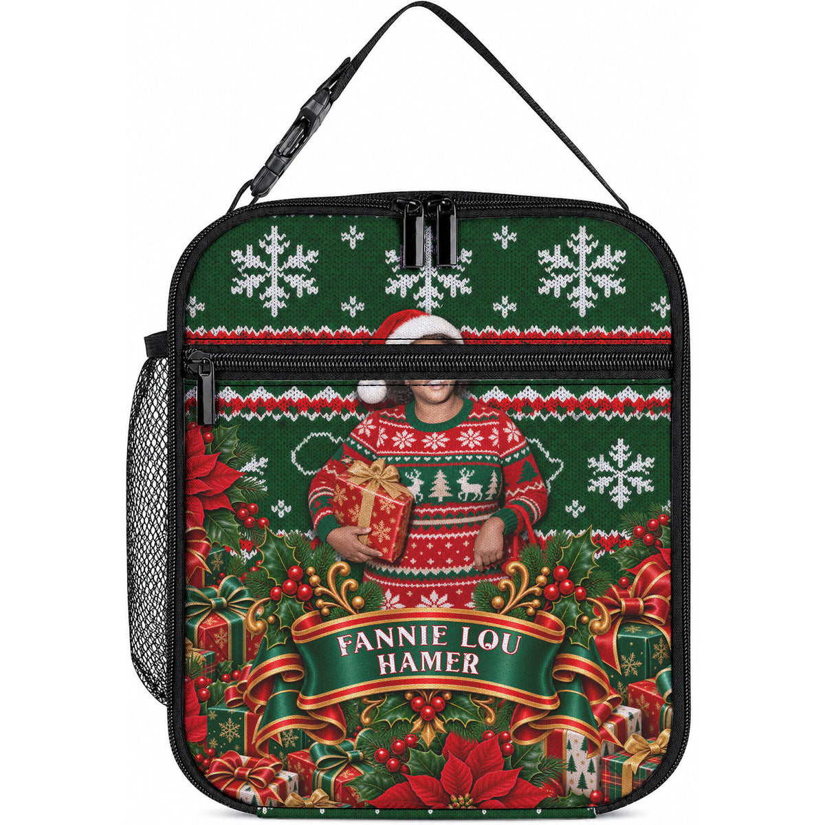 Fannie Lou Hamer Christmas Lunch Bag Retro Ugly Christmas Pattern Civil Rights Activist Pan African