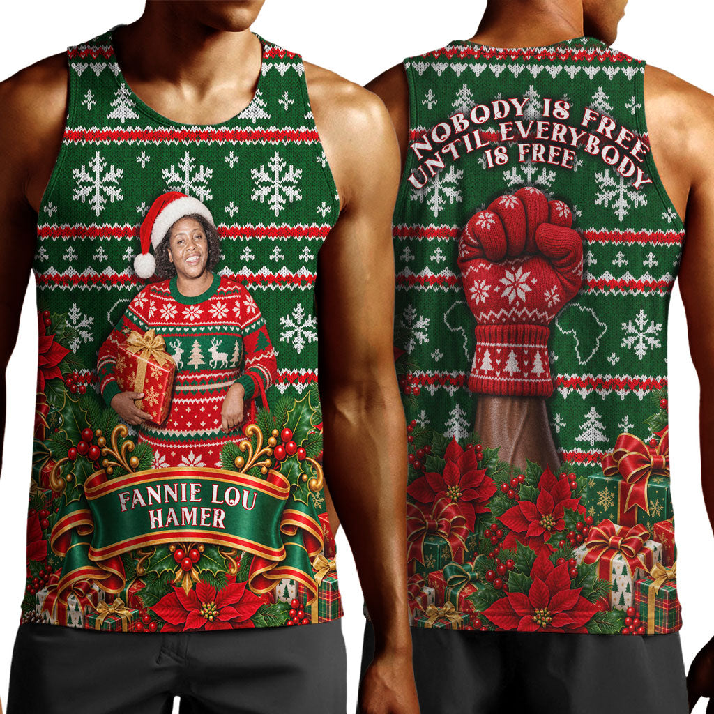 Fannie Lou Hamer Christmas Men Tank Top Retro Ugly Christmas Pattern Civil Rights Activist Pan African