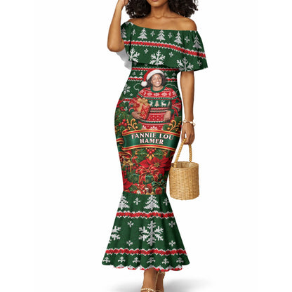 Fannie Lou Hamer Christmas Mermaid Dress Retro Ugly Christmas Pattern Civil Rights Activist Pan African