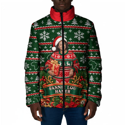 Fannie Lou Hamer Christmas Padded Jacket Retro Ugly Christmas Pattern Civil Rights Activist Pan African