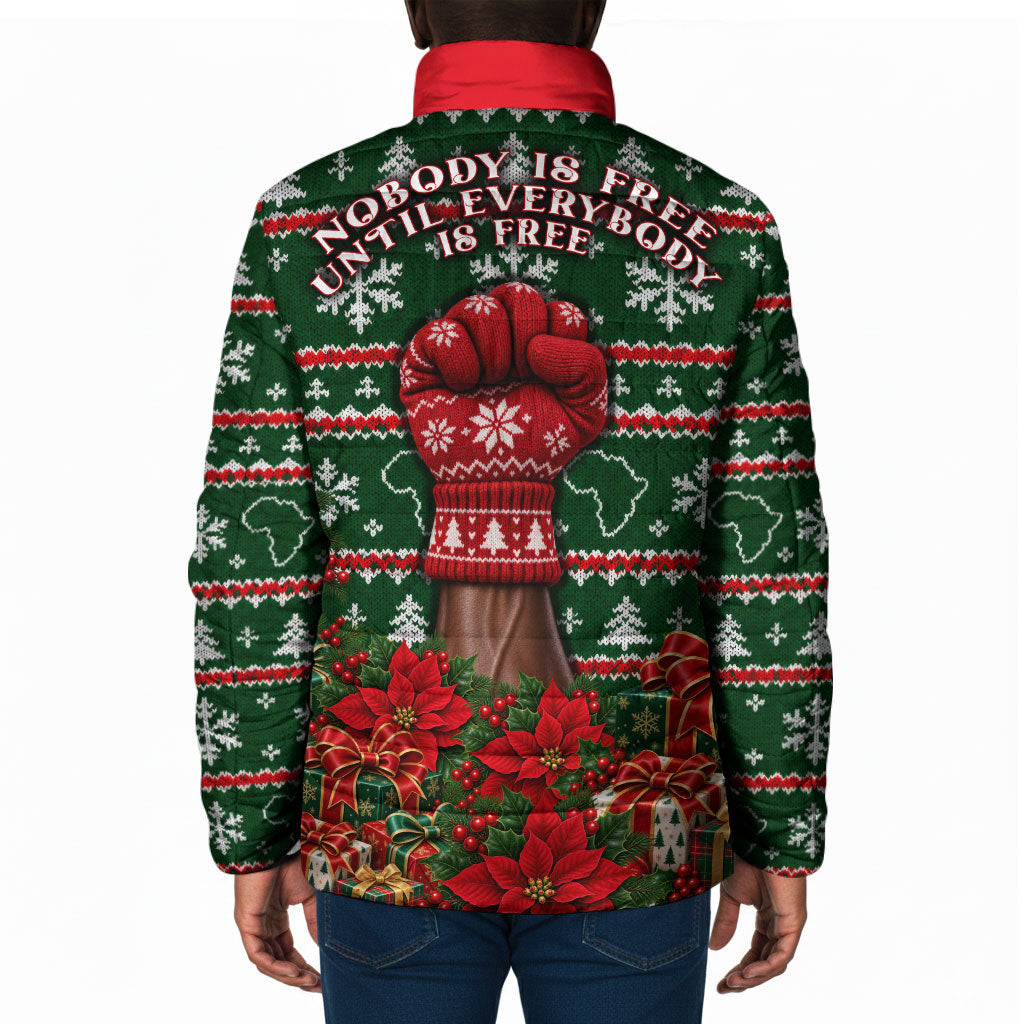 Fannie Lou Hamer Christmas Padded Jacket Retro Ugly Christmas Pattern Civil Rights Activist Pan African