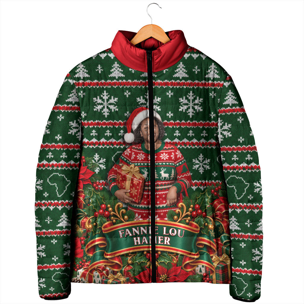 Fannie Lou Hamer Christmas Padded Jacket Retro Ugly Christmas Pattern Civil Rights Activist Pan African