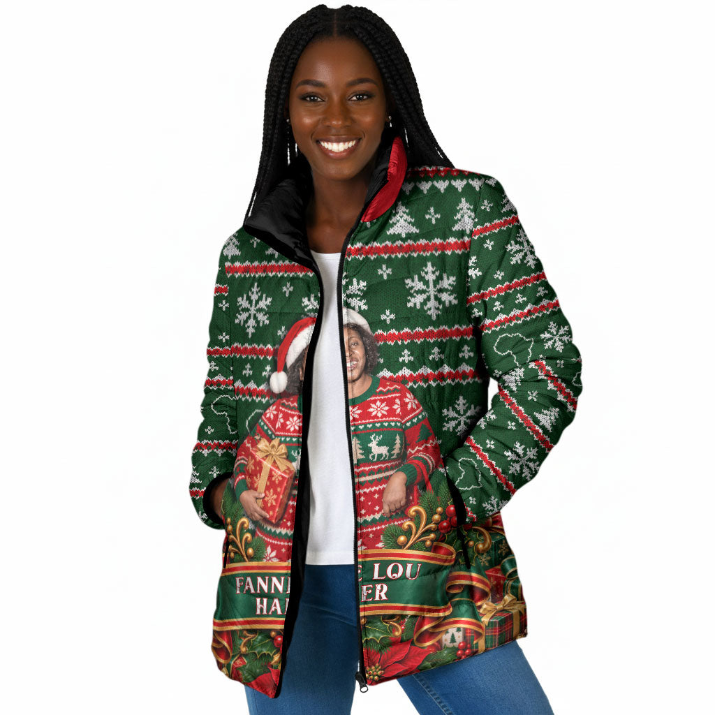 Fannie Lou Hamer Christmas Padded Jacket Retro Ugly Christmas Pattern Civil Rights Activist Pan African