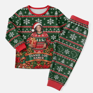 Fannie Lou Hamer Christmas Pajama Set Retro Ugly Christmas Pattern Civil Rights Activist Pan African