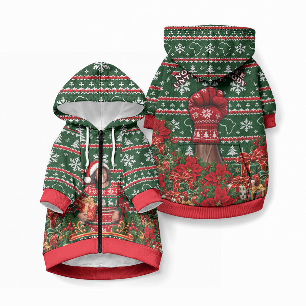 Fannie Lou Hamer Christmas Pet Hoodie Retro Ugly Christmas Pattern Civil Rights Activist Pan African