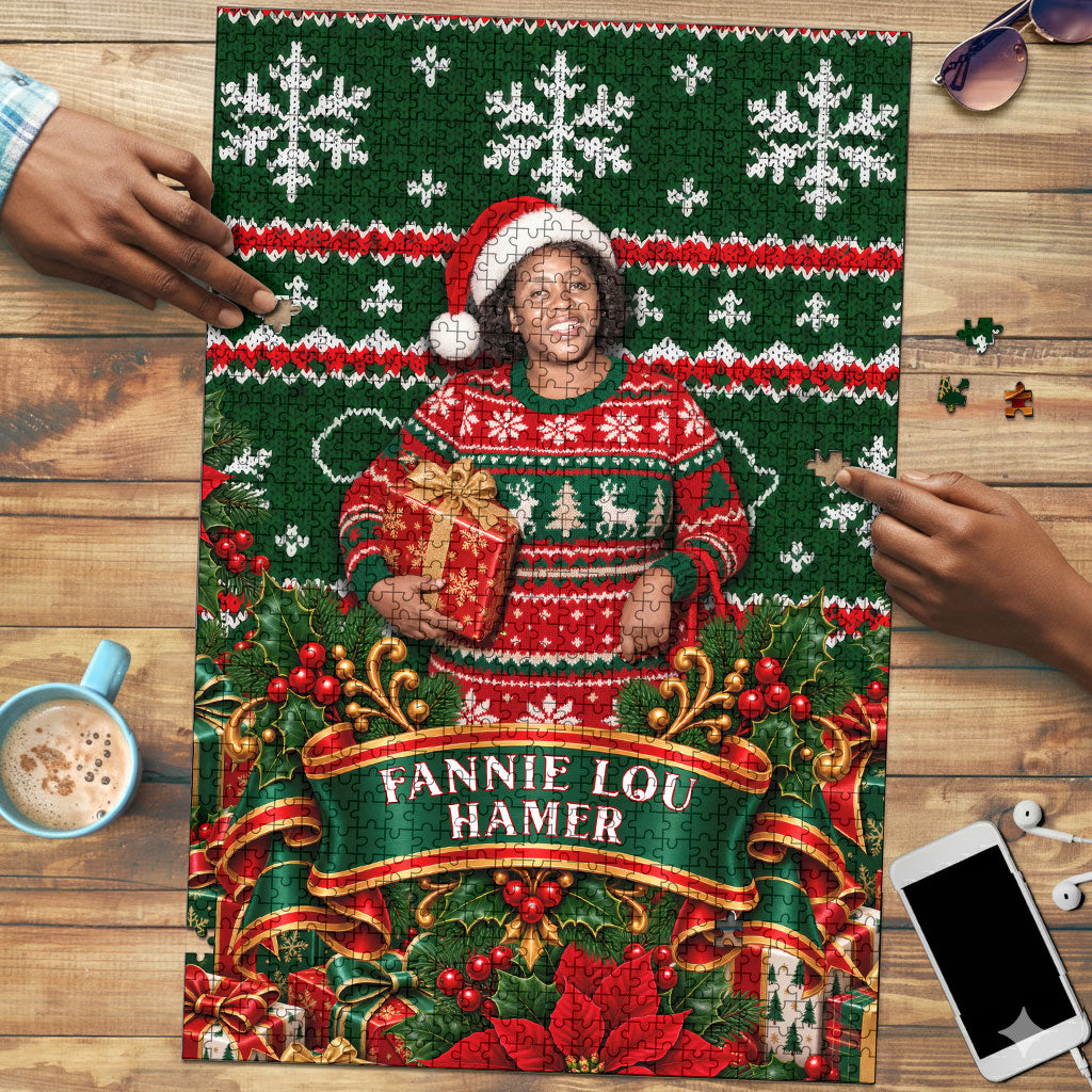 Fannie Lou Hamer Christmas Puzzle Retro Ugly Christmas Pattern Civil Rights Activist Pan African