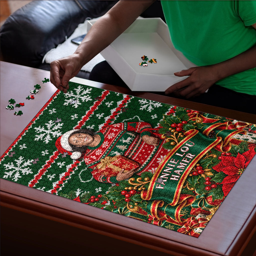 Fannie Lou Hamer Christmas Puzzle Retro Ugly Christmas Pattern Civil Rights Activist Pan African