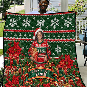 Fannie Lou Hamer Christmas Quilt Retro Ugly Christmas Pattern Civil Rights Activist Pan African