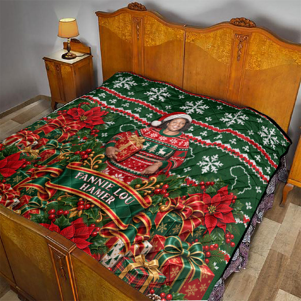 Fannie Lou Hamer Christmas Quilt Retro Ugly Christmas Pattern Civil Rights Activist Pan African