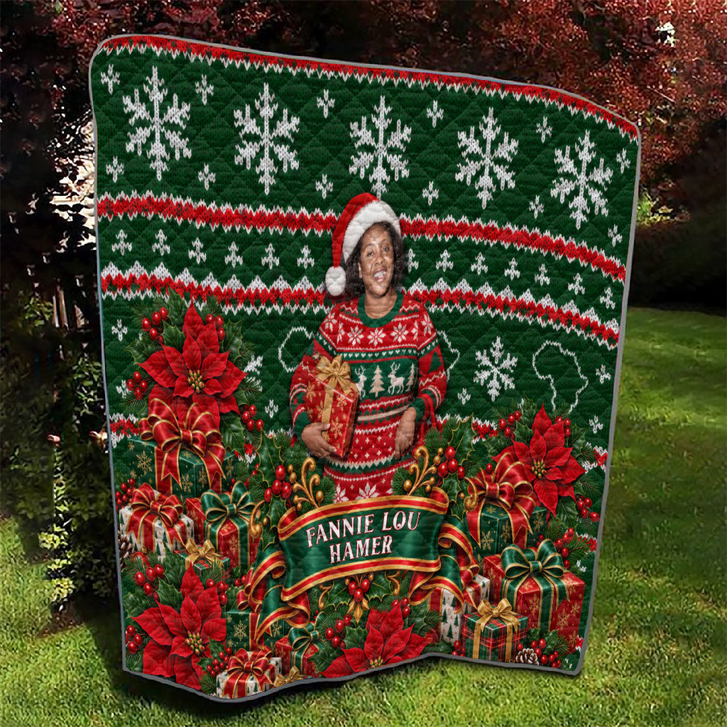 Fannie Lou Hamer Christmas Quilt Retro Ugly Christmas Pattern Civil Rights Activist Pan African