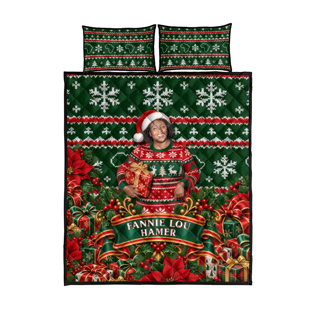 Fannie Lou Hamer Christmas Quilt Bed Set Retro Ugly Christmas Pattern Civil Rights Activist Pan African