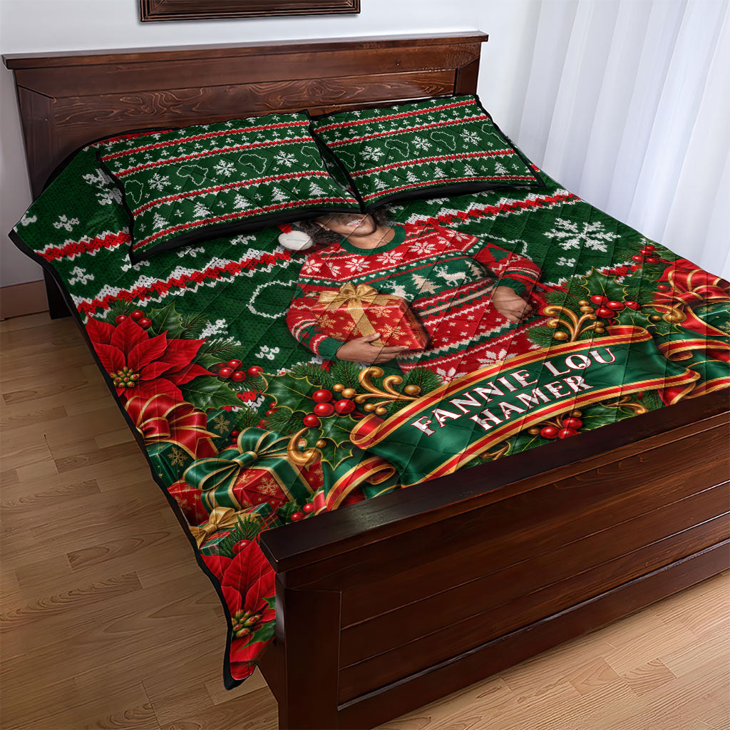 Fannie Lou Hamer Christmas Quilt Bed Set Retro Ugly Christmas Pattern Civil Rights Activist Pan African