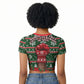 Fannie Lou Hamer Christmas Raglan Cropped T shirt Retro Ugly Christmas Pattern Civil Rights Activist Pan African