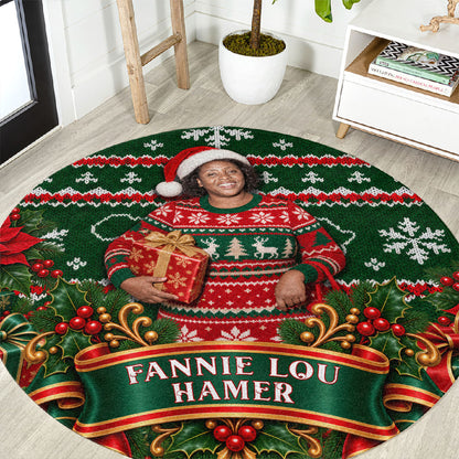 Fannie Lou Hamer Christmas Round Carpet Retro Ugly Christmas Pattern Civil Rights Activist Pan African