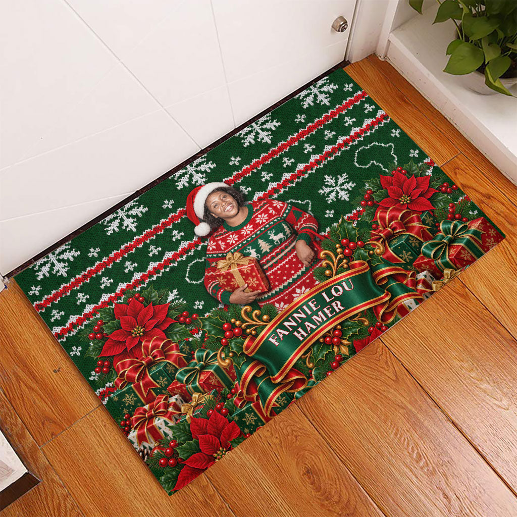 Fannie Lou Hamer Christmas Rubber Doormat Retro Ugly Christmas Pattern Civil Rights Activist Pan African