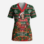 Fannie Lou Hamer Christmas Scrub Top Retro Ugly Christmas Pattern Civil Rights Activist Pan African
