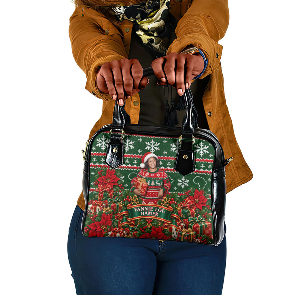 Fannie Lou Hamer Christmas Shoulder Handbag Retro Ugly Christmas Pattern Civil Rights Activist Pan African