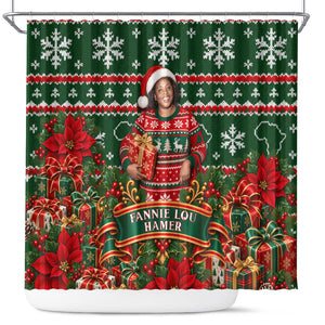 Fannie Lou Hamer Christmas Shower Curtain Retro Ugly Christmas Pattern Civil Rights Activist Pan African