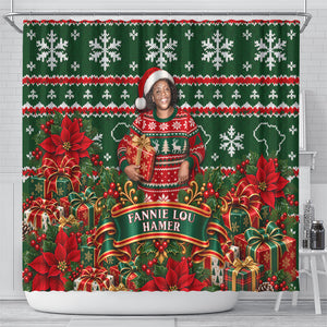 Fannie Lou Hamer Christmas Shower Curtain Retro Ugly Christmas Pattern Civil Rights Activist Pan African