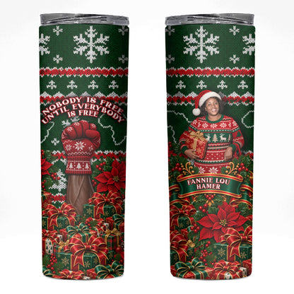 Fannie Lou Hamer Christmas Skinny Tumbler Retro Ugly Christmas Pattern Civil Rights Activist Pan African